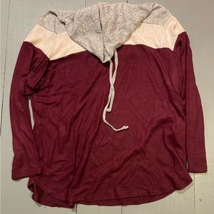 1X New With Tags Cameron Cowl Neck Brushed Knit Top Burgundy